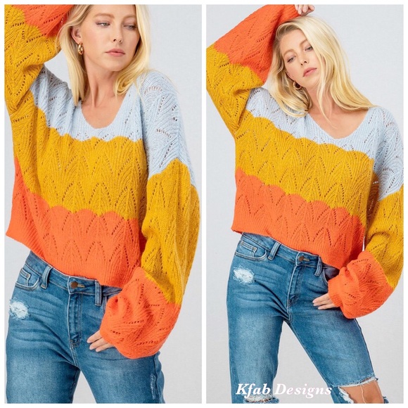 ❤️LAST! Joanna Ballon Sleeve Color block Sweater! - Picture 6 of 9